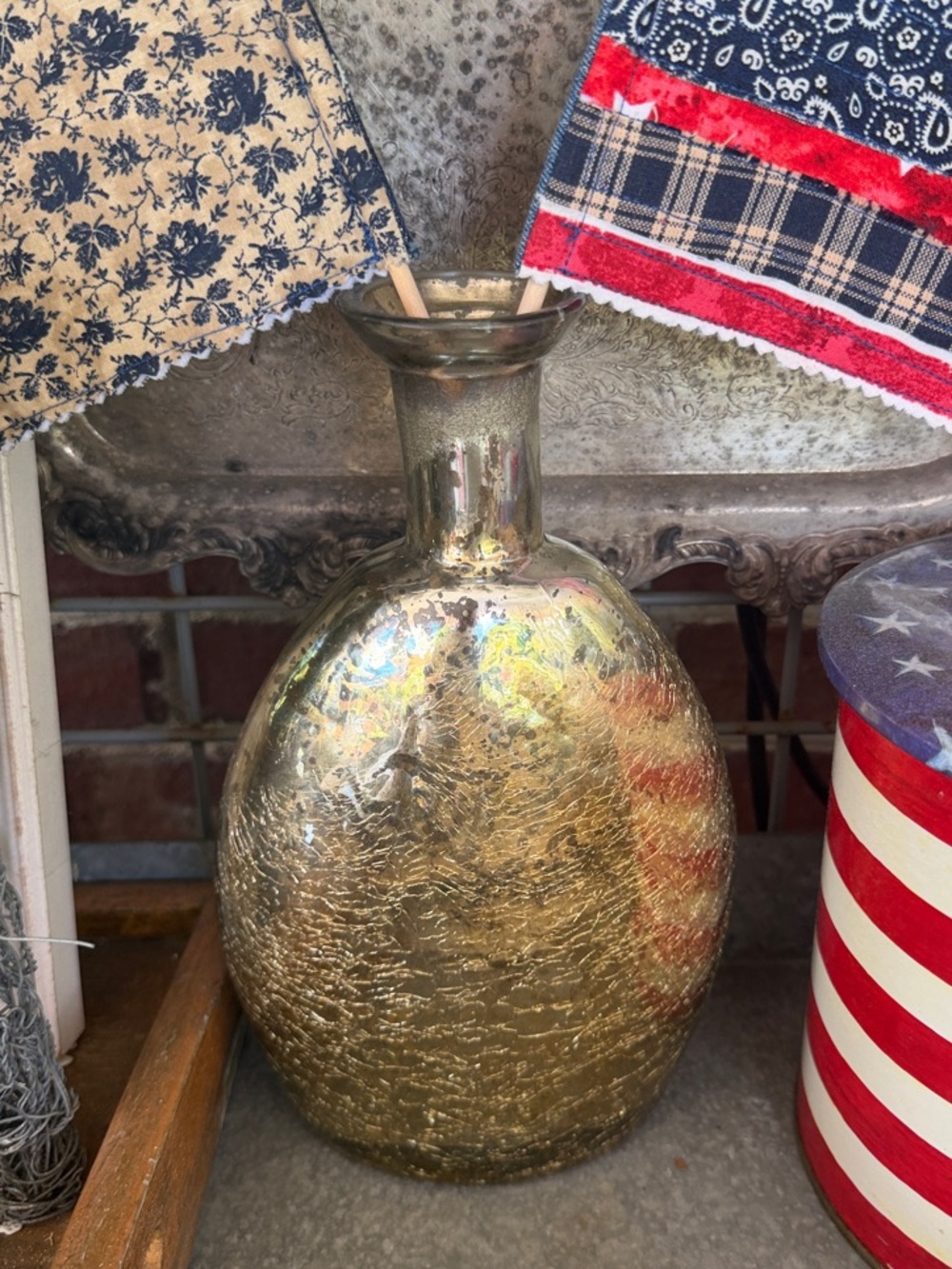 Crackle Glass Vase/Decor - Home Accents